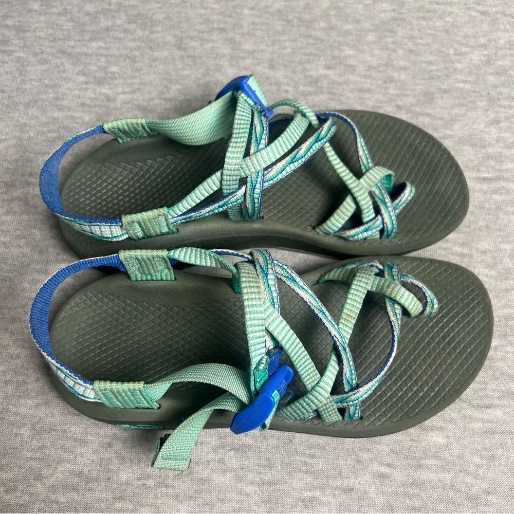 Chaco‎ ZX/2 Sandals Womens Size 7 Teal Blue Black Vibram Soles Big Toe Strappy - Picture 2 of 11
